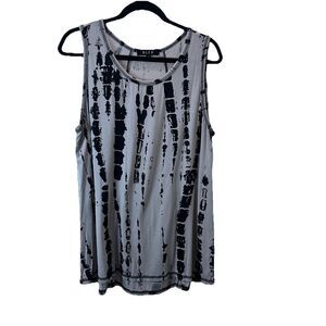 B.l.e.u. Tan Black Tie Dye Sleeveless Tank Top Boho Beachy Womens Size XL